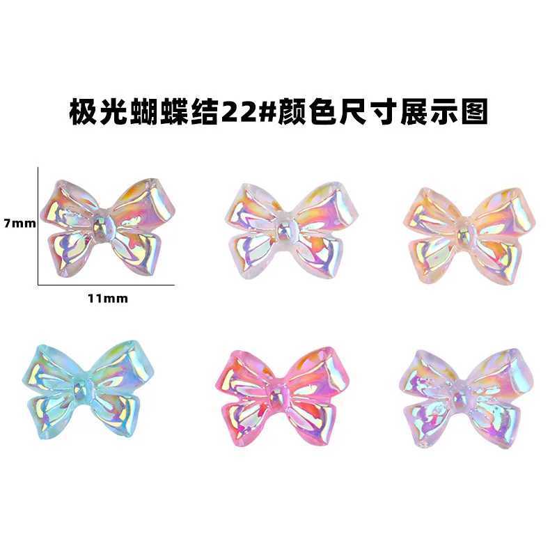 100 Aurora Bow Nail Art Accessories Fantasy Colors AB Resin Ribbon Immortal French Ballet Princess Acrylic Decorative Charm W240829