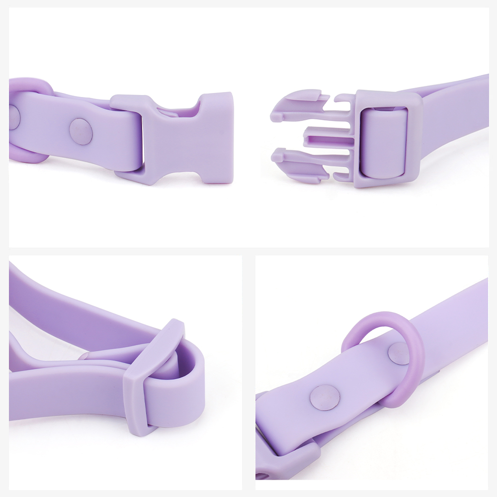 Macaron Color Pet Collar Adjustable PVC Wrap Rubber Webbing Dog Collar Waterproof Easy To Clean for Small, Medium and Large Dogs