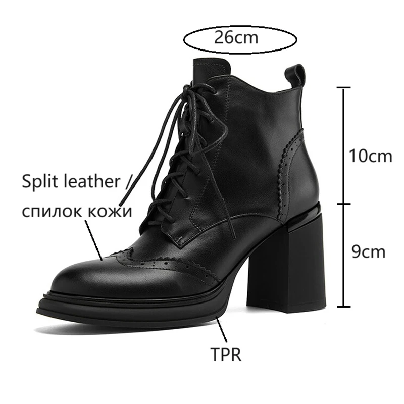 Spring NEW Round Toe Chunky Split Leather for Women High Heel Platform Boots Elegent Ladies Shoes 1963 Platm