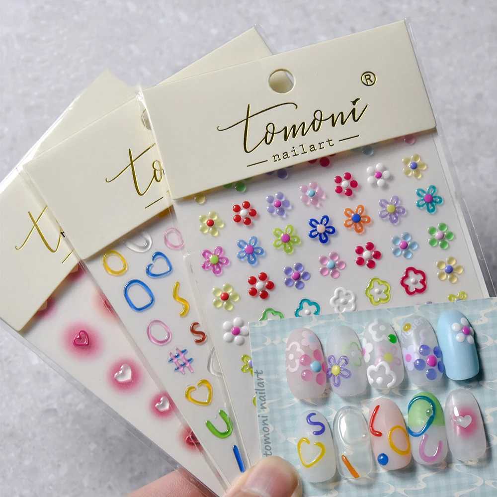 Line Flower Powder Blusher Love Heart High Quality Jelly Series Adhesive Nail Stickers Decorative Art Stickers Design T-2830 W240829