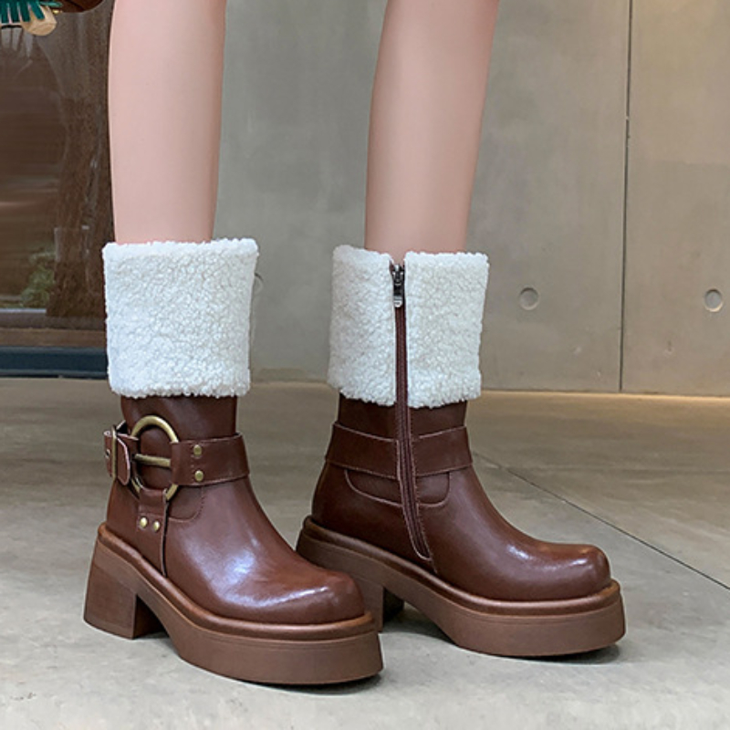 Women Waterproof Winter Shoes for 2024 New Faux Fur Female Long Plush Boots Warm Woman Cotton Snow Boot Platform Ankle Boots