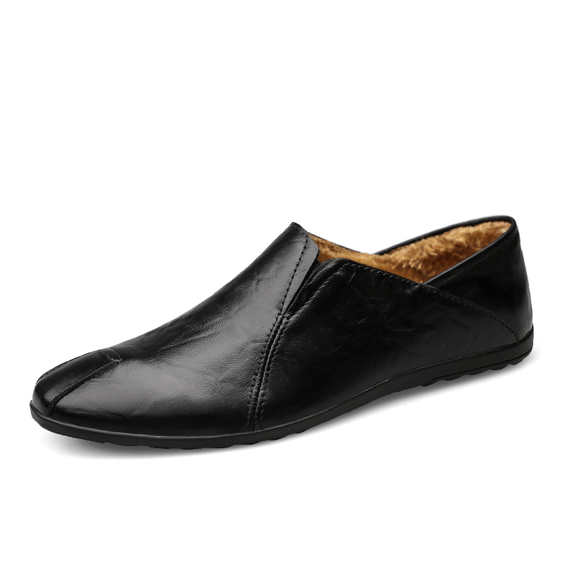 Lightweight Loafers Warm with Fur Mens Moccasin Shoes Winter Men Flats Breathable Casual Slip-on Comfortable Plus Size Footwear