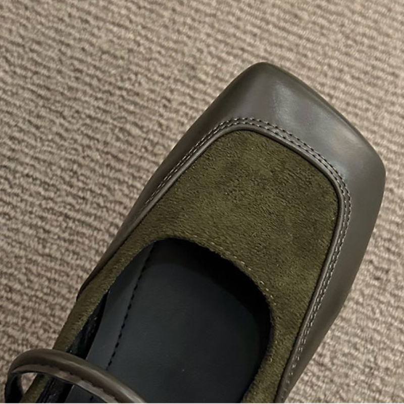 Women's Mary Jane Flats - Suede Square Toe Low Heels hot Pumps, Retro Casual Designer Shoes