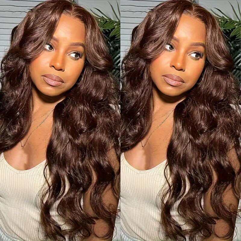 Chocolate Brown Front Wig 4x4 Body Wave Lace Frontal 100% Brazilian Human Hair Wigs For Women