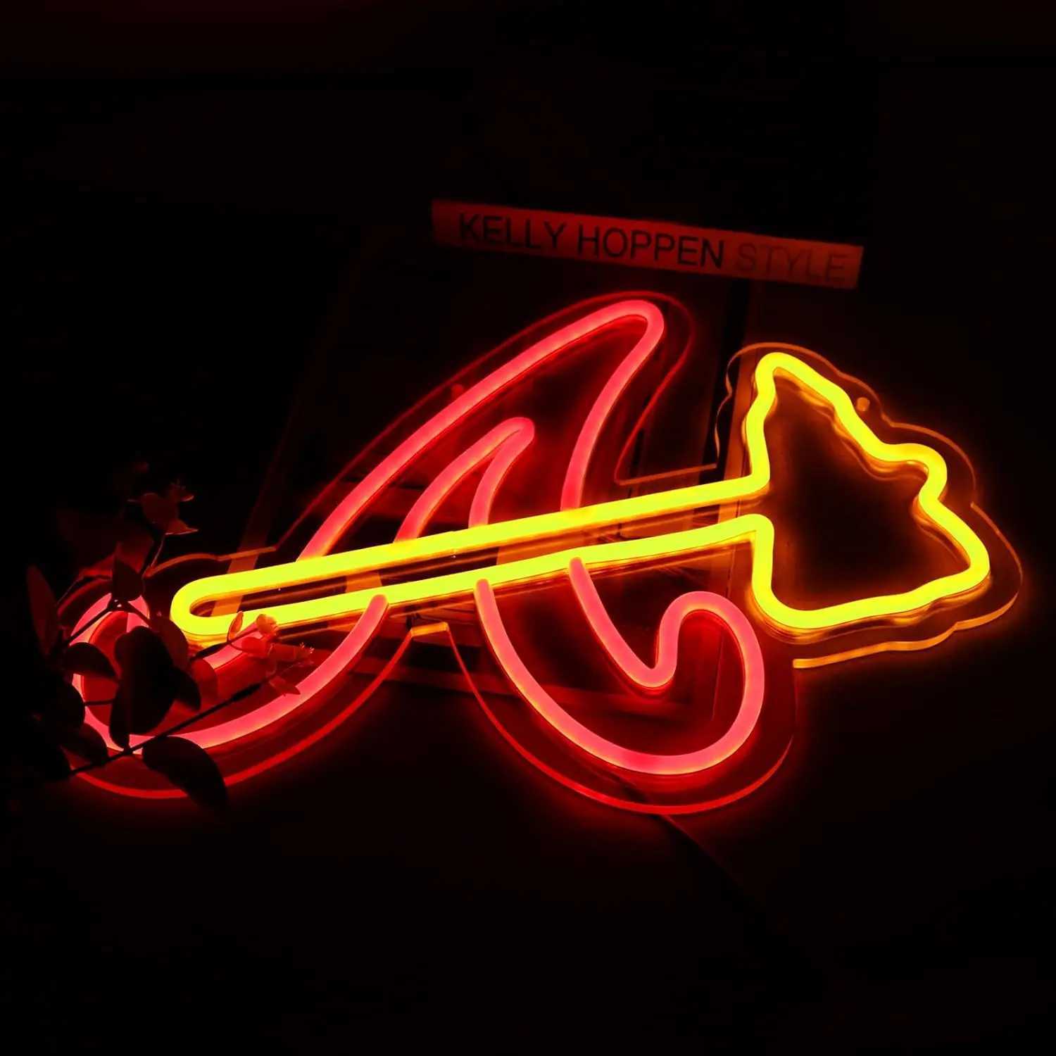 Other Home Decor Braves Neon Signs baseball team Neon Light Signs for Bedroom Man Cave Party Bar Parties Bars Wall Art and Game Room Decor T240829