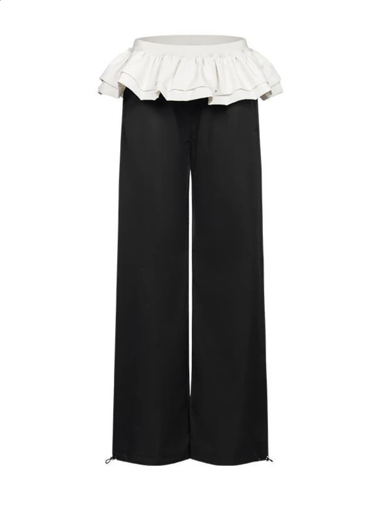 Deeptown Y2K retro patch work tight pants Harajuku womens high waist wide leg Trouser bag casual sports Balletcore 240827