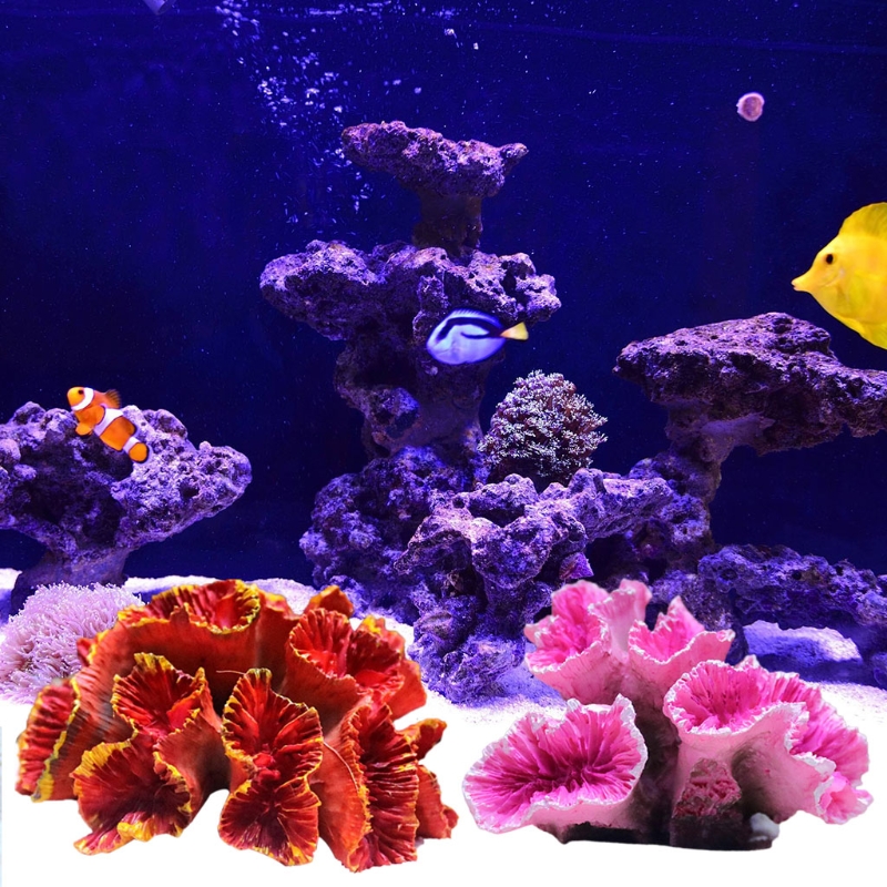 Artificial Coral Plant Polyresin Coral Ornaments Aquarium Decor for Fish for Tank Landscape Decoration 2.7"x2.4"x1.