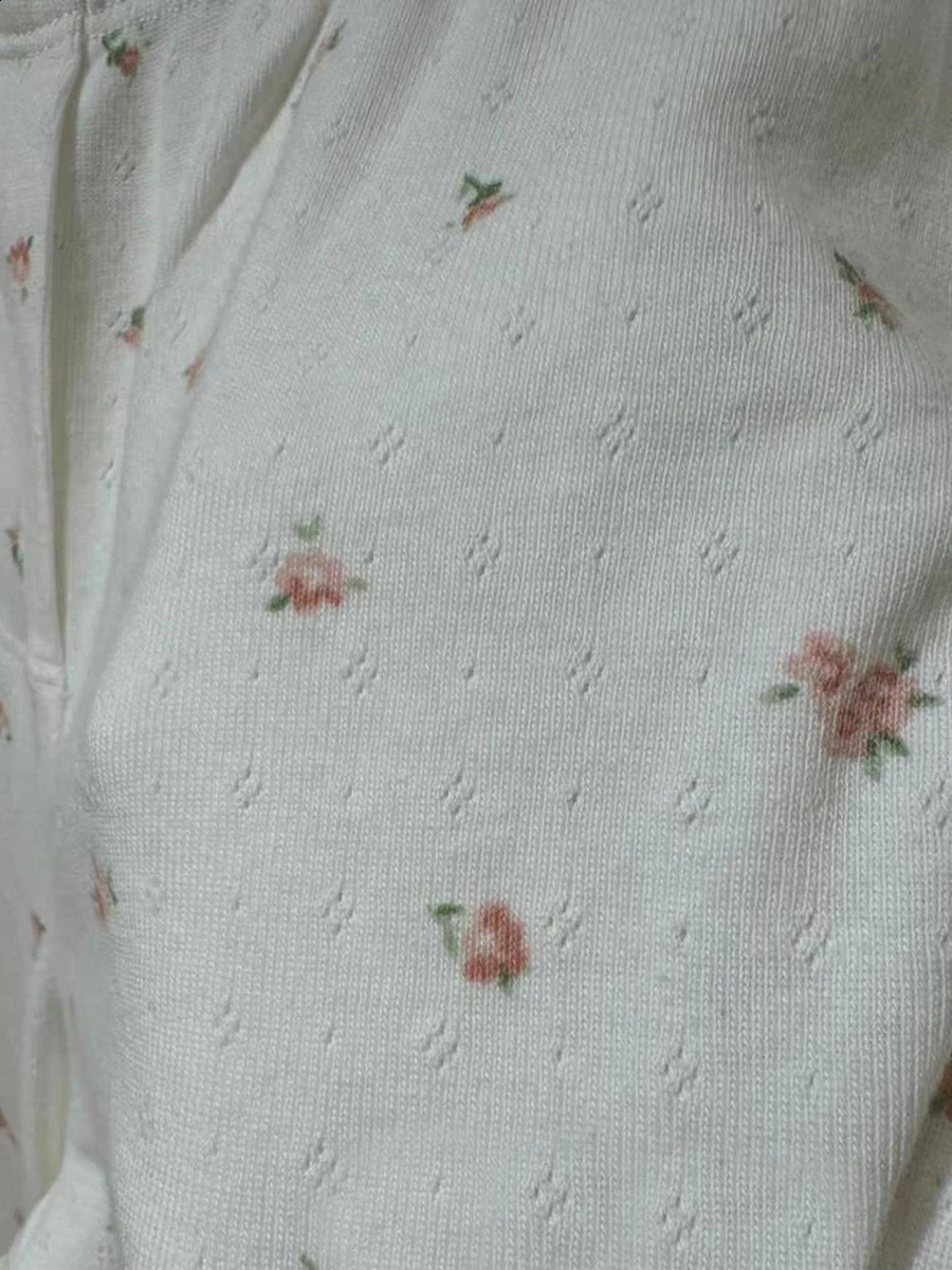 Pink Flower Eye Straight Pants Womens Autumn Cotton High Waist White Loose Sports Sweet Casual Home Sleepwear Trousers Y2k 240827