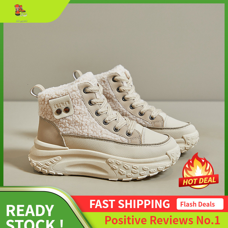Ddmysports Winter Plush Igh Top White Shoes New Korean Edition Ins Female Students Eight Increase Exercise Warm Leisure K OUTDOOR