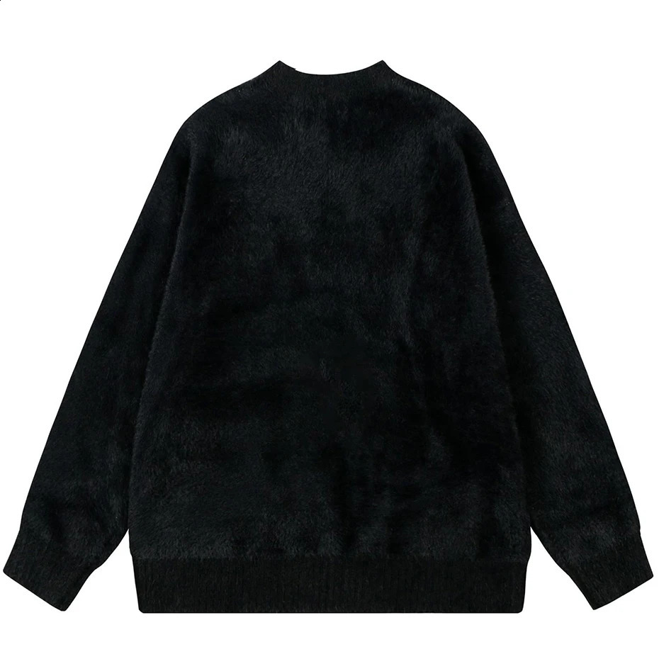 Cats Graphic Sweaters Mens Street Clothing Hip Hop Oversized Harajuku Sweater Black Beige Loose Pullover Sweater Knitted Jumper Y2K 240829
