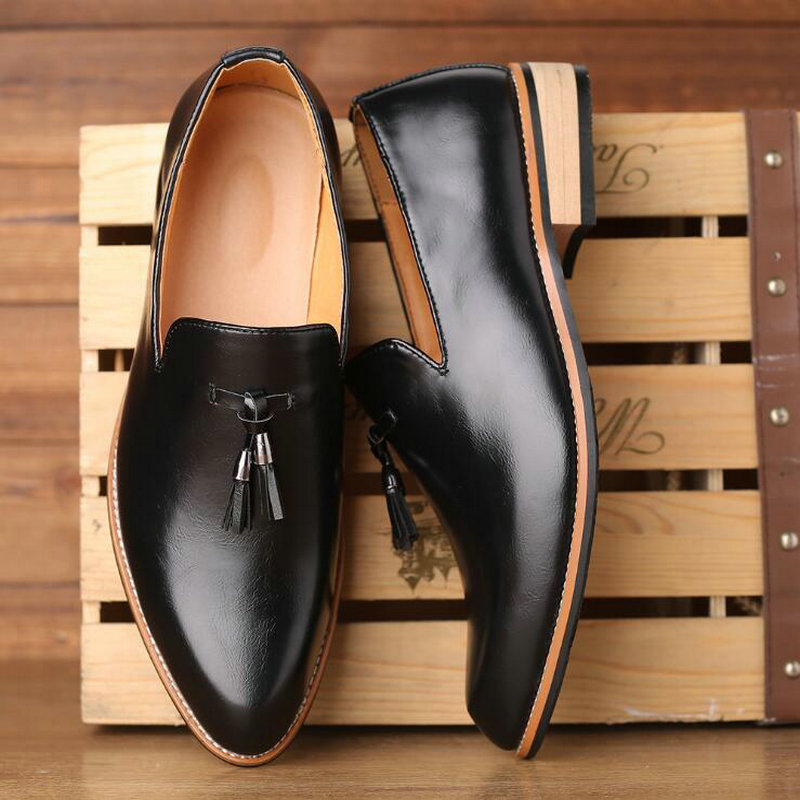 on Leather Slip Dress for Men | Pointed Toe Formal Office Wedding Party Shoes 4
