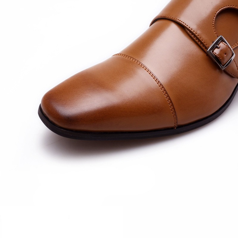 2022 New Leather Men Dress Shoes Loafers Double Strap Buckles Designer Casual Leather Shoes for Men Business Formal Wedding Shoe