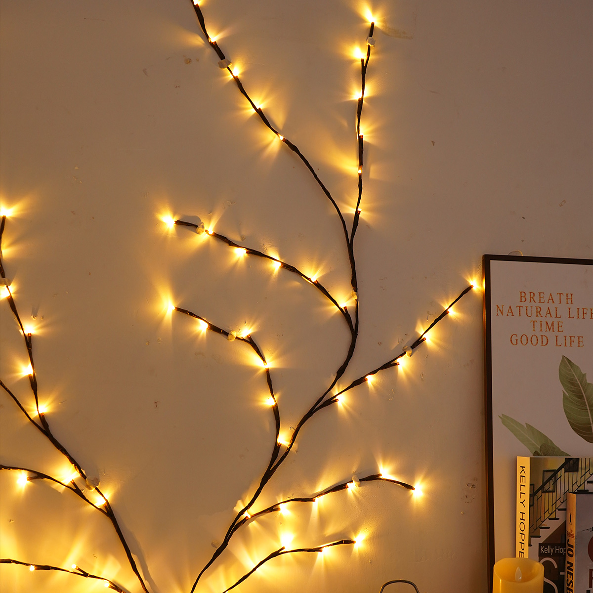 LED lights branch and rattan lights living room and bedroom decorations colorful light strings festive wedding decorations branch lights
