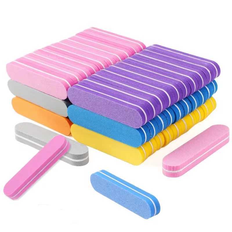 20Pcs nail file block color 100/180 grain sponge nail polish polishing buffer sanding machine strip polishing foot processing tool W240829