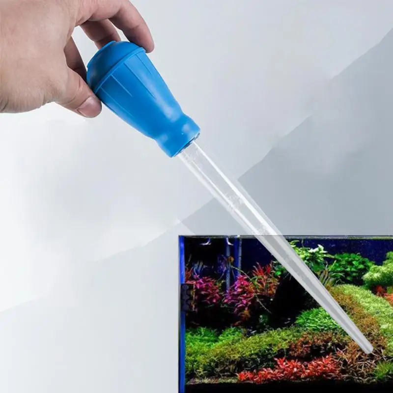Aquarium straw cleaning manure suction device fish tank straw cleaning tool manual mini straw filter pump 28cm