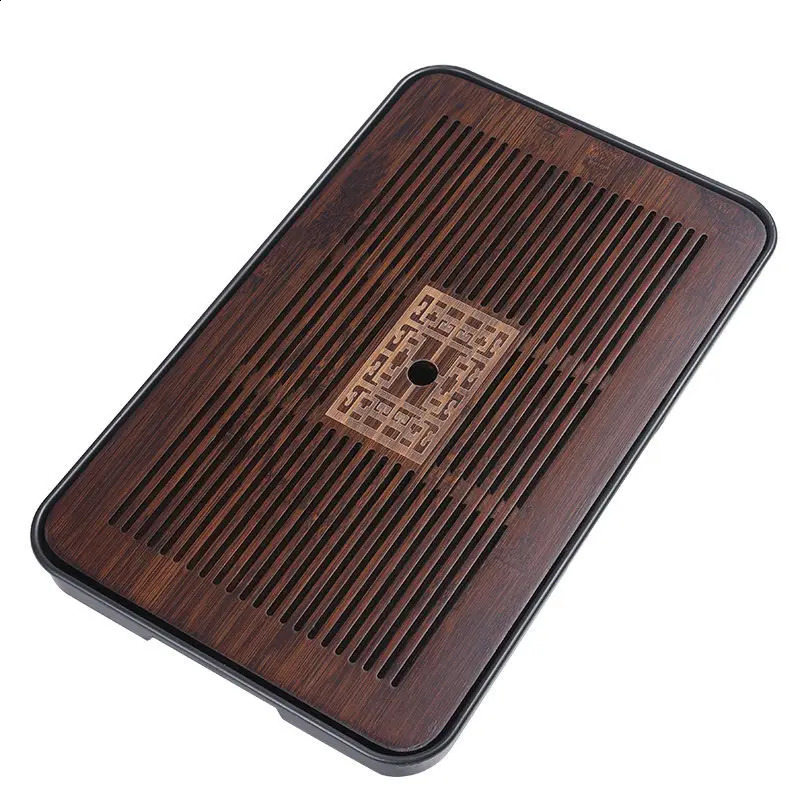 Wooden Tray for Tea Tray Office Small-scale Bamboo Japanese Drainage Gongfu Tea Set Board Rectangular Puer Supplies Style Black 240829 - view 7