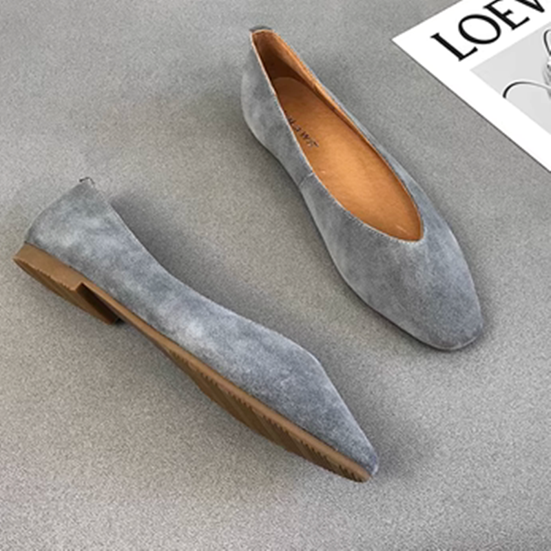 Lady Flock Null Ballet Soft Bottom Slip-On In Green Coffee Seam Shoes Square Toe Wide Fit 44 45 46 47 48 2023 New Arrivals Flats