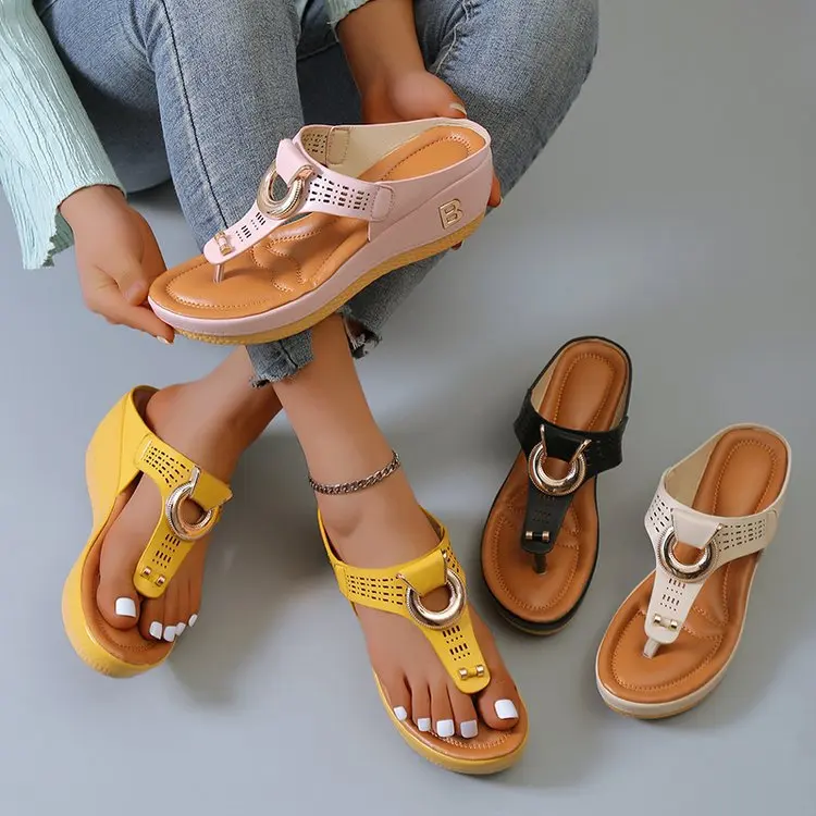 Womens New Summer Open Toe Beach Shoes Flip ps Wedges Comfortable Slippers Cute Sandals dh605855