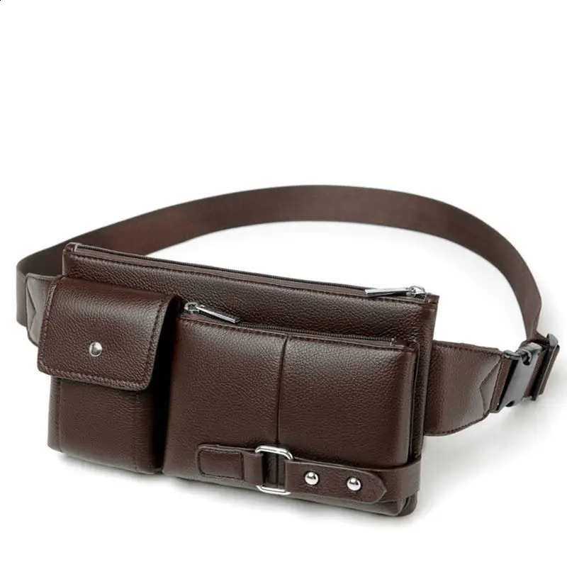 Multi Pocket Fanny Pack PU Leather Waist Bag Slim Shoulder Hip Purse Adjustable Belt Strap Casual Pouch Outdoor Day 240830Z