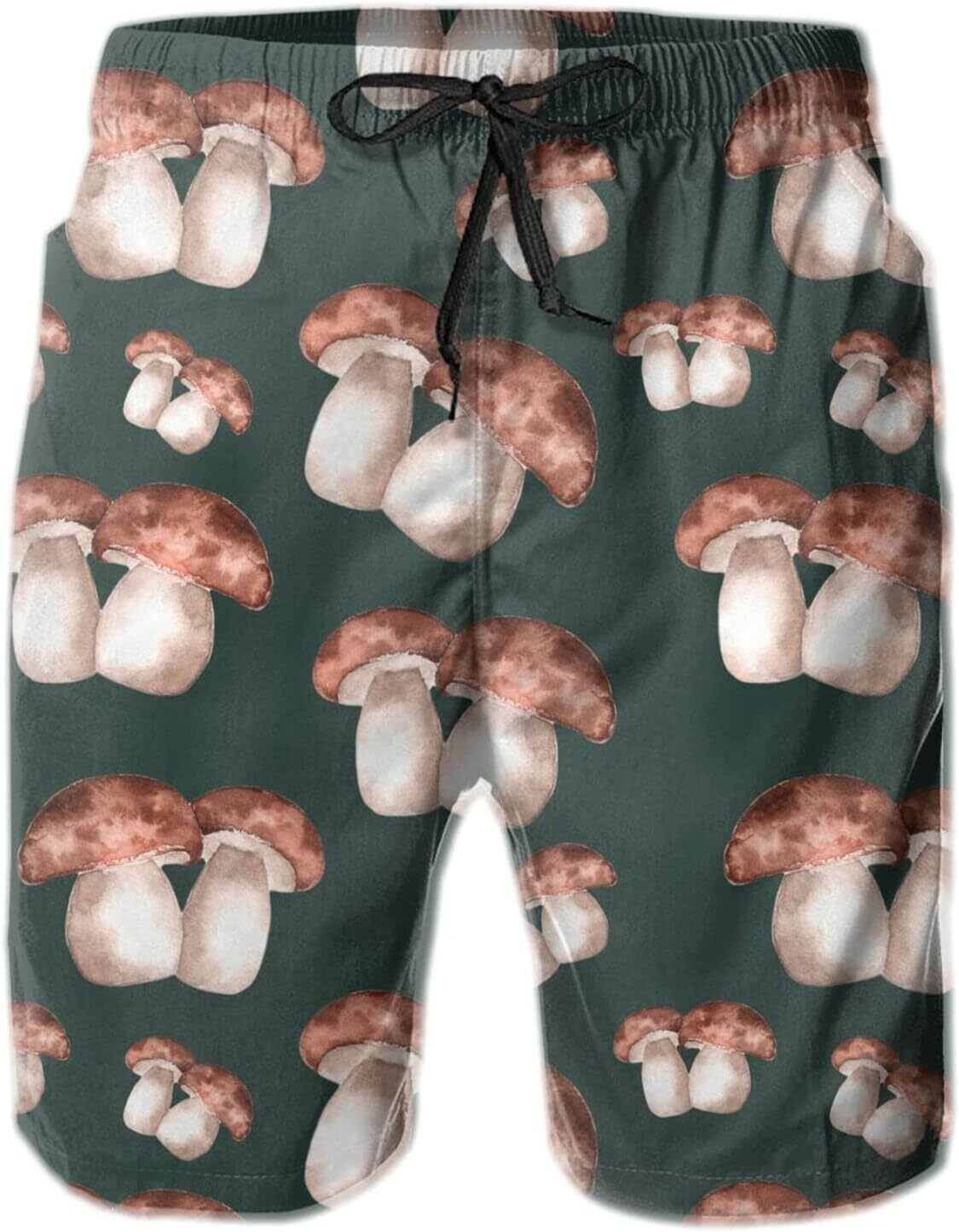 Mens Shorts 3D Printing Pattern Porcini Mushroom Swim Trunks Quick Dry Print Beach Board Swimwear