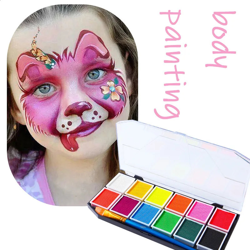 12 color water-based UV luminous body painting makeup palette Halloween fluorescent neon painting costume role-playing makeup 240829