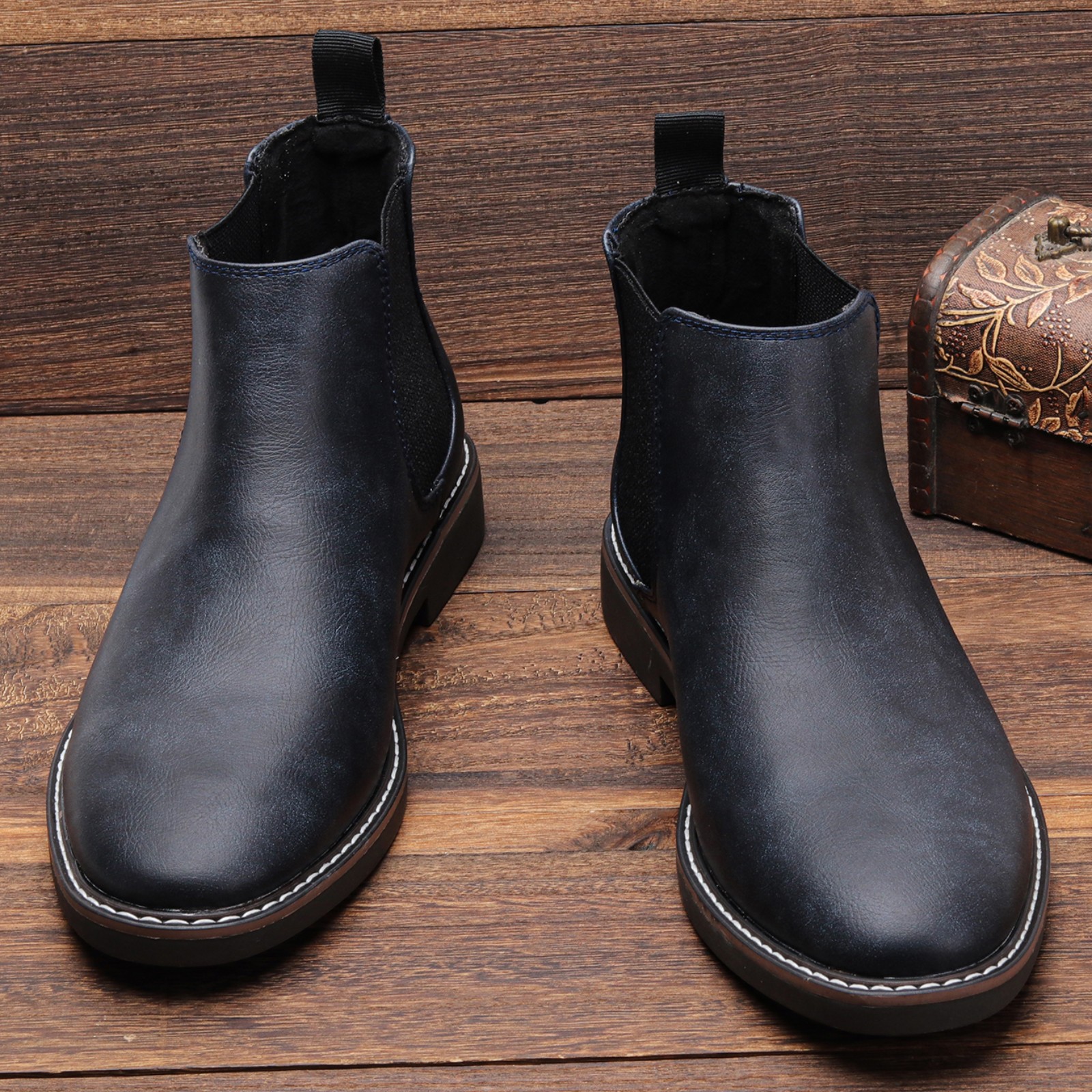 2024 Retro Chelsea Boots Men Brand Comfortable Fashion Leather Ankle Men Boots 386