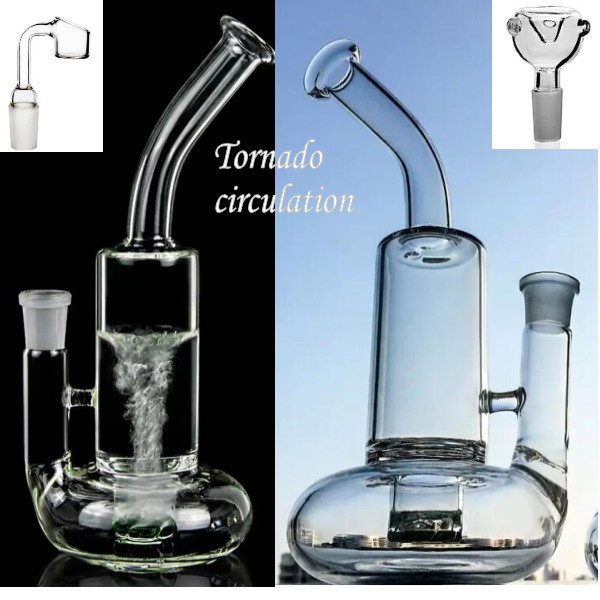 Newest Tornado Perc Glass Bong Lifebuoy Base Cyclone Percolator Fristted Disc Water Pipes With bowl 10" Tall 18.8mm water pips bongs hookahs