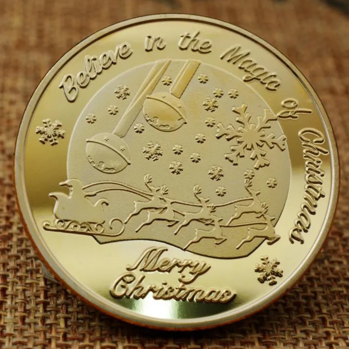 Crafts Christmas Commemorative Coin Party Favors Personality Cartoon Santa Claus Medal Collection Craft Gift MM