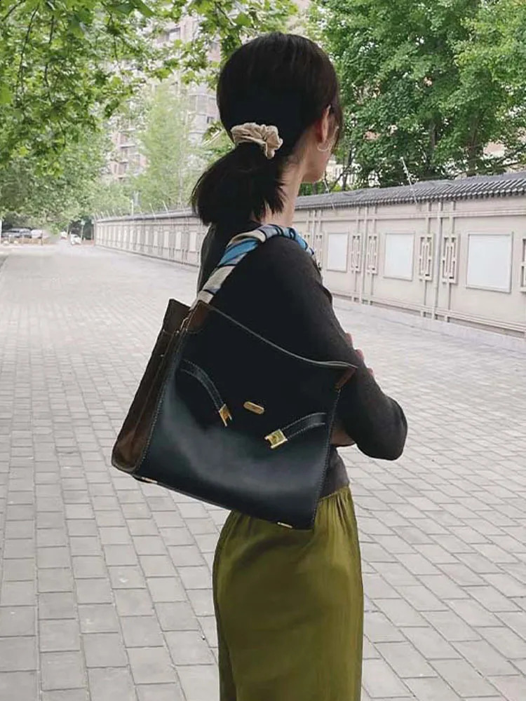 Fashion er genuine leather handbag office shoulder armpit womens square single cross bag 240830 4