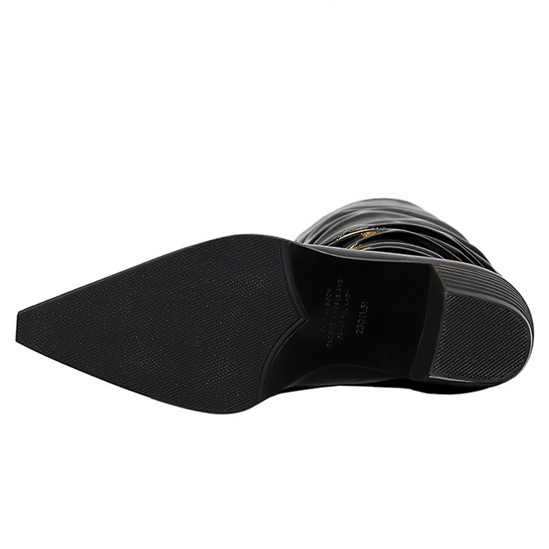 Patent BIGTREE Leather Knee-High Thick Heel Women 2023 New Winter Fashion High Boots Ladies Shoes 74e8