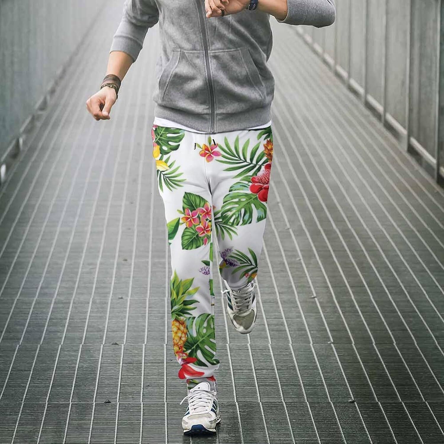 Sweatpants Mens 3D printing pattern Plant green leaves Patterned pants Sweatpants Lounge Pants Drawstring with Pockets Sweat pants