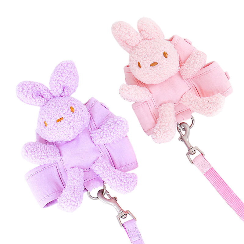 Vest Style Dog Harness and Leash Set,Dog Walking Leash Pet Harness with Cute Rabbit Decoration Small Dog Teddy Bear Cat Supplies