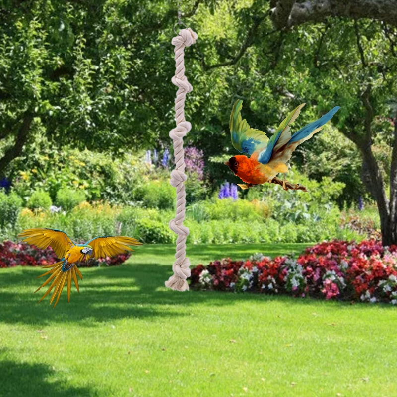 Bird Swing Cotton Rope with Knots Cage Hanging Toy for Chewing Climbing