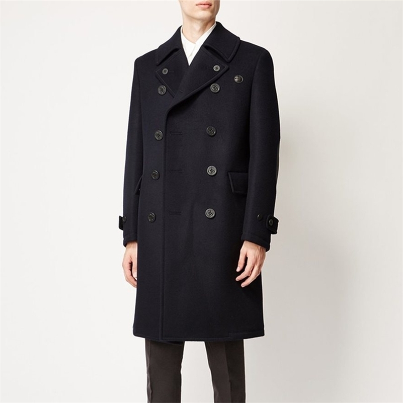 Mens wool coat jacket autumn/winter UK loose fit mens lapel double-layer medium length wool coat 240829