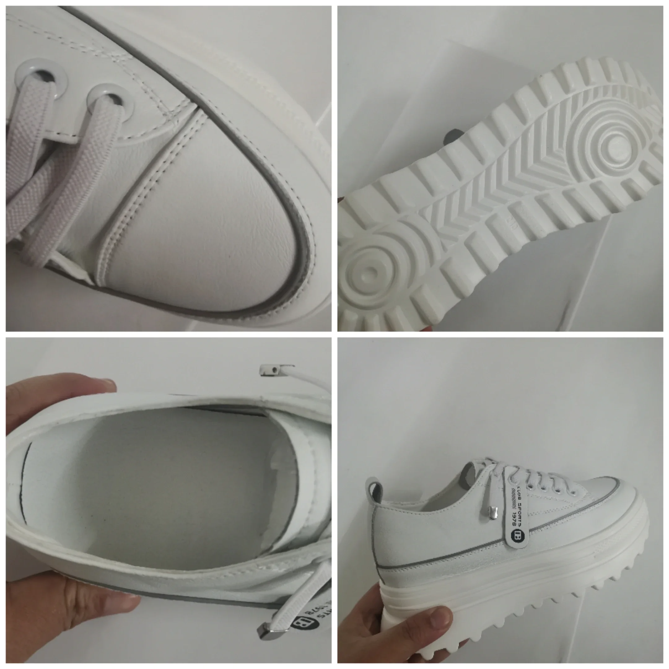 Fujin 5.5cm Genuine Leather Platform Wedge Shoes Chunky Sneaker White Casual Shoes Comfortable Breathable Spring Autumn Shoes