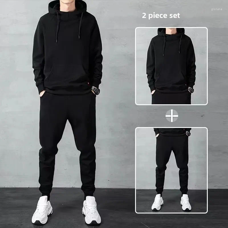 Men's Tracksuits Spring Autumn Casual Sports Suit Loose-fit Cardigan Sweatshirt Daily Simple Zip-up Set 2-piece Pants