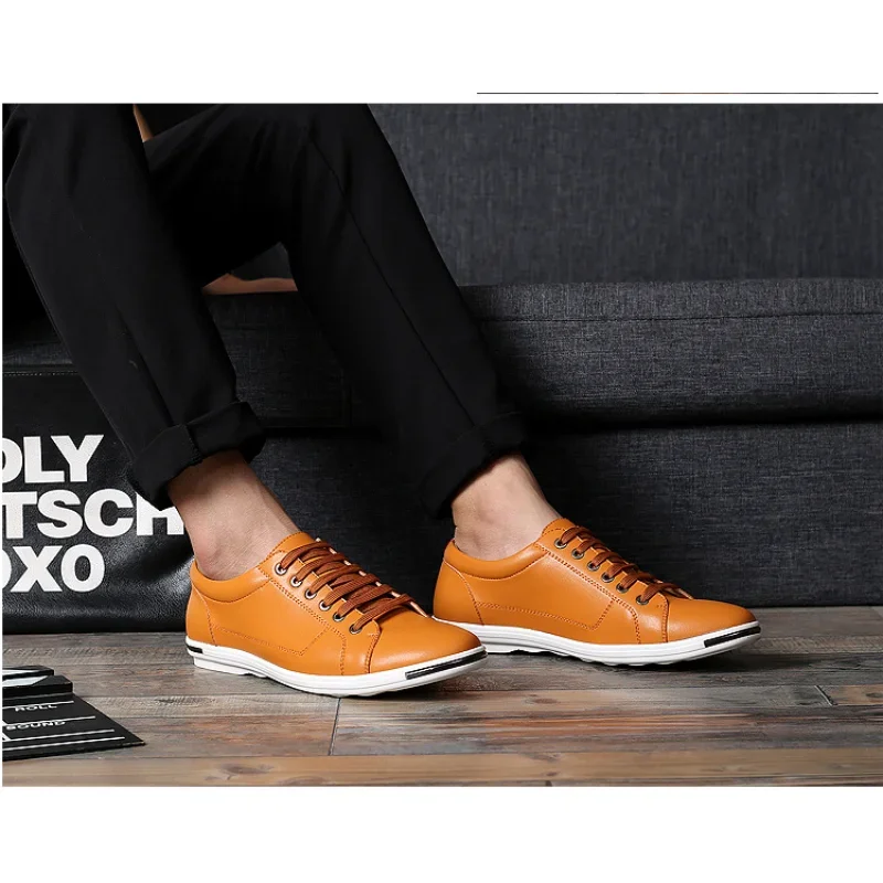 Men's Leather Shoes Plus Size 48 Men Leather Shoes Simple Designer Men's Shoes Breathable Classic Lace-up Sneakers