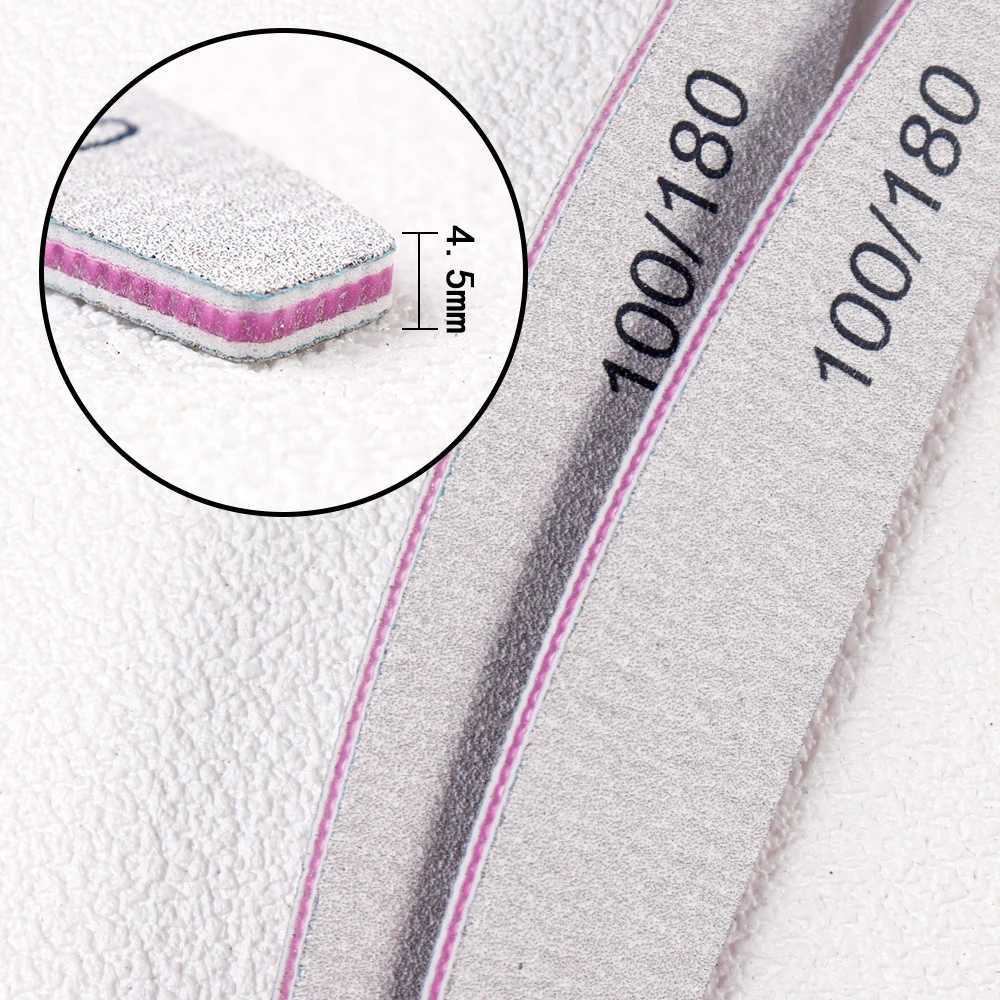 10pcs professional nail file sandpaper sturdy thick nail file buffer machine manual polishing half moon lime nail tool 100/180 180/240 W240829
