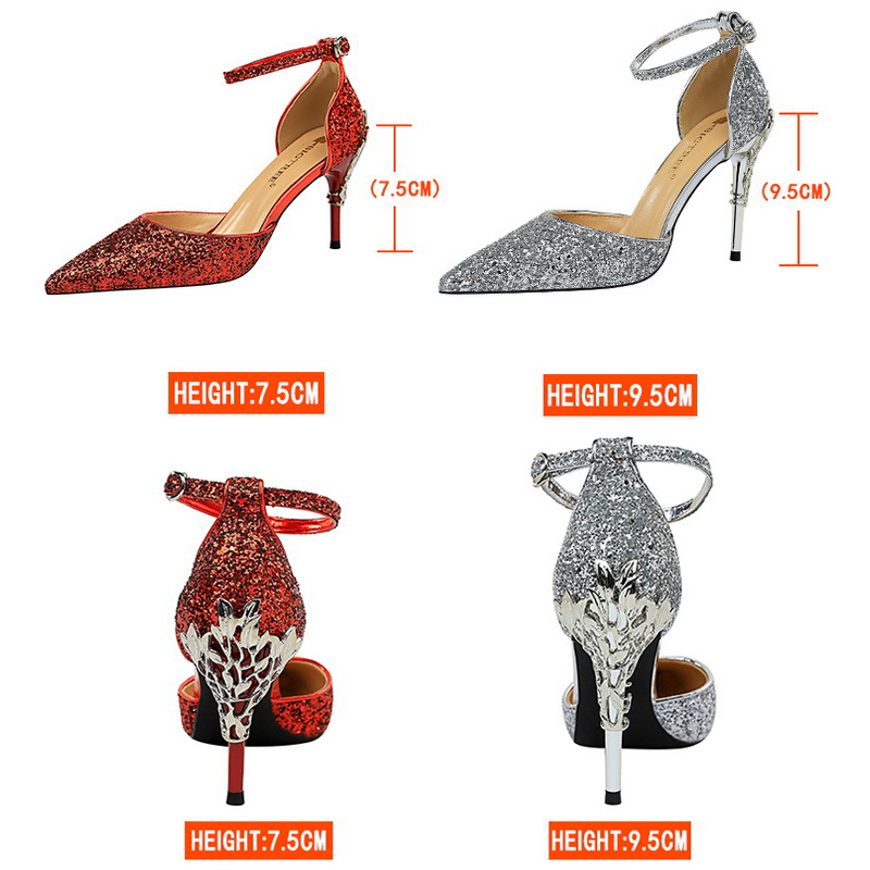 2023 BIGTREE New Woman Pumps Sequins High Women Fashion Ladies Shoes Gold Sliver Stiletto Heels Sandals d77b