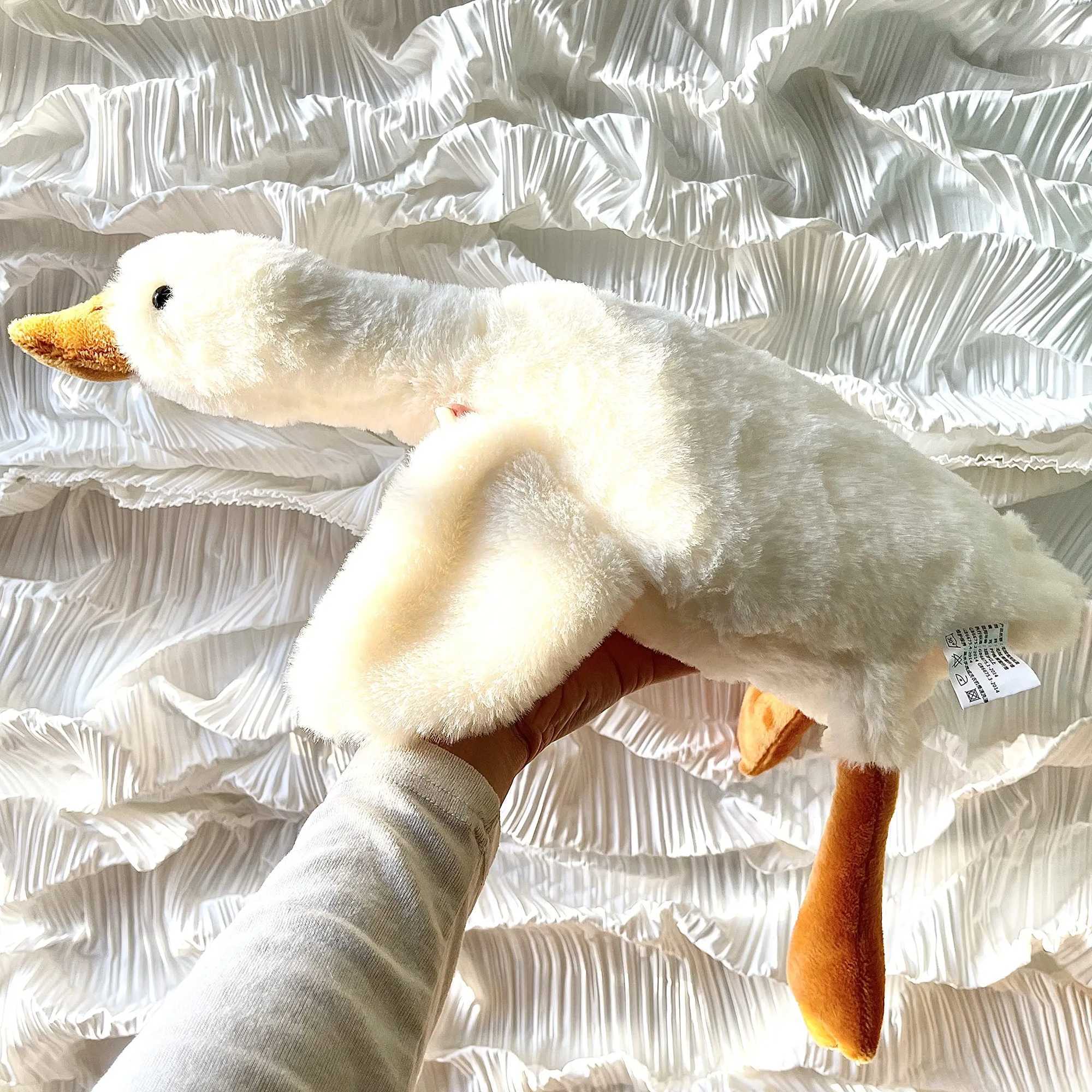 190/160/130CM Big Fluffy Duck Plush Big White Goose Swan Throwing Plush Soft Doll Animal Pillow Hugging Sleeping on Bed Childrens Toys W240827