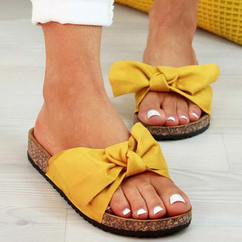 Women's 2022 Summer Platform Retro Sandals Woman Fashion Bow Leopard Beach Slippers Women Plus Size
