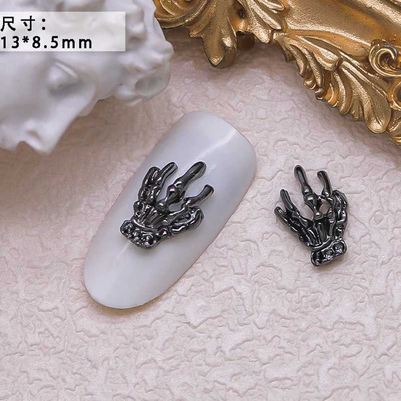 40 pieces of black alloy nails artistic charm skeleton bow skeleton palm evil accessories Halloween nail decorations handmade items W240829