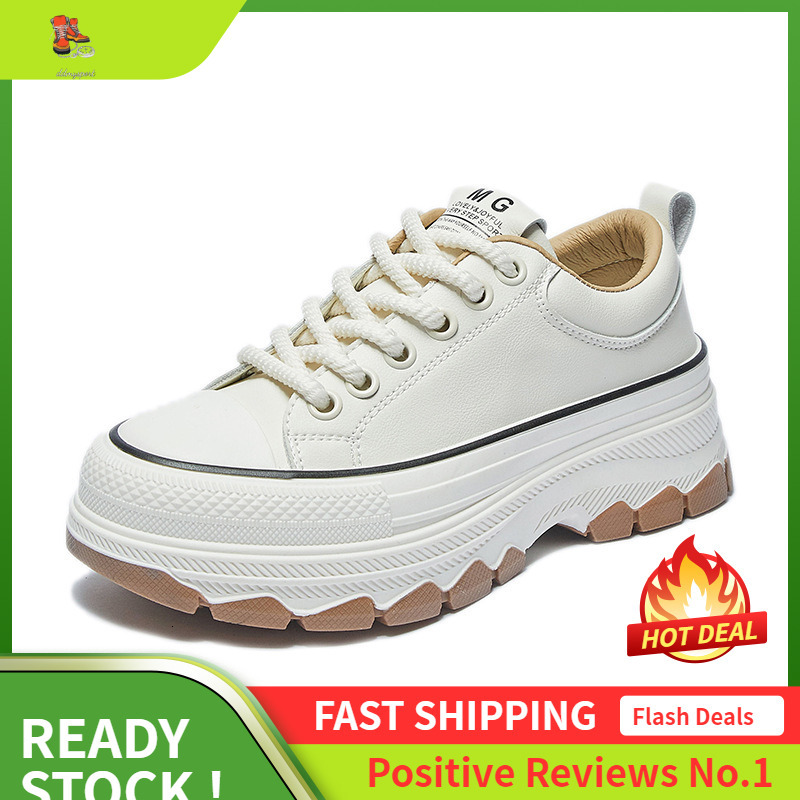 Ddmysports Korean Version Of White Spring New Ins Trendy Student Casual For Women Thick Soled Height Increasing Board Shoes MX OUTDOOR
