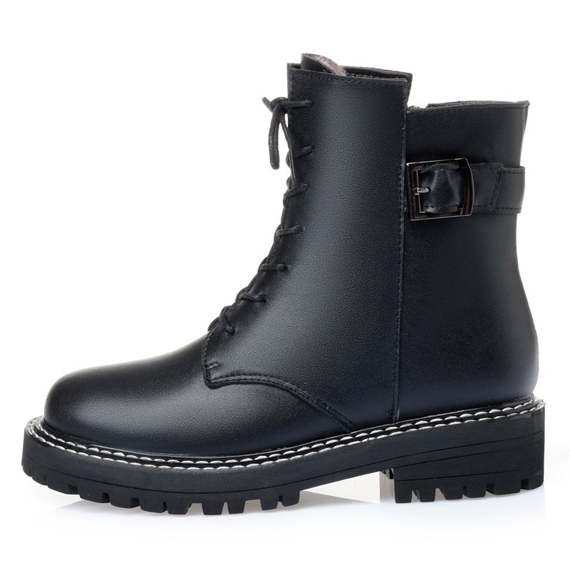 AIYUQI Women Marton Boots Winter 2024 Warm Thick Wool Women Snow Boots Genuine Leather Casual Large Size Women Motorcycle Boots