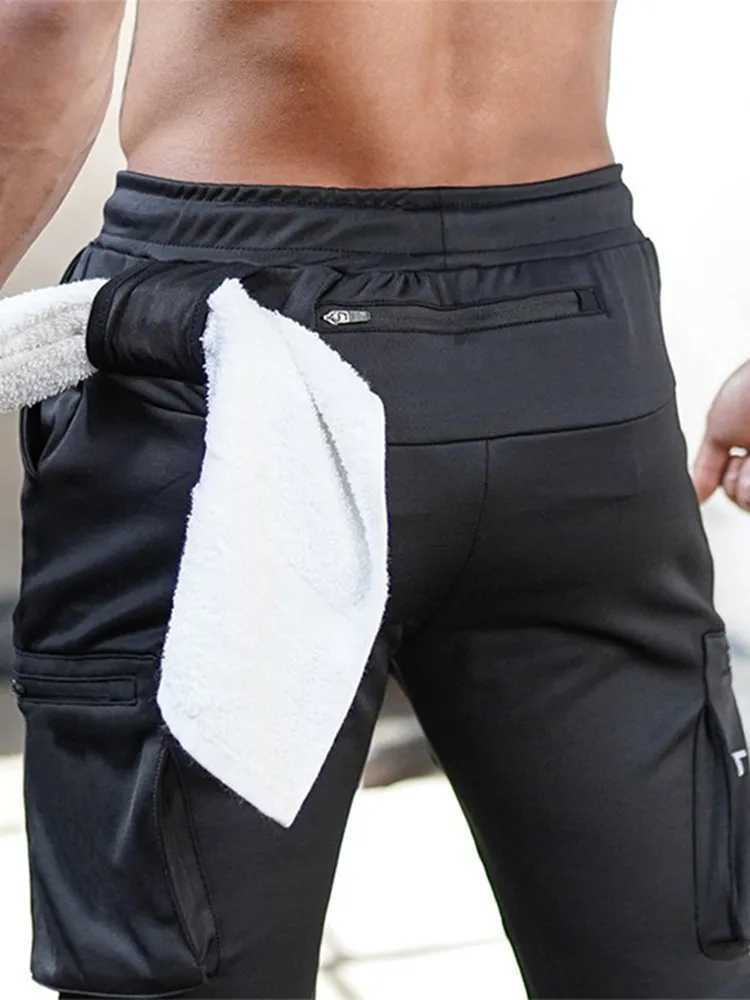 European and American sports cargo pants mens camouflage fitness sports pants running training pants mens fashion zipper Trousers W240829