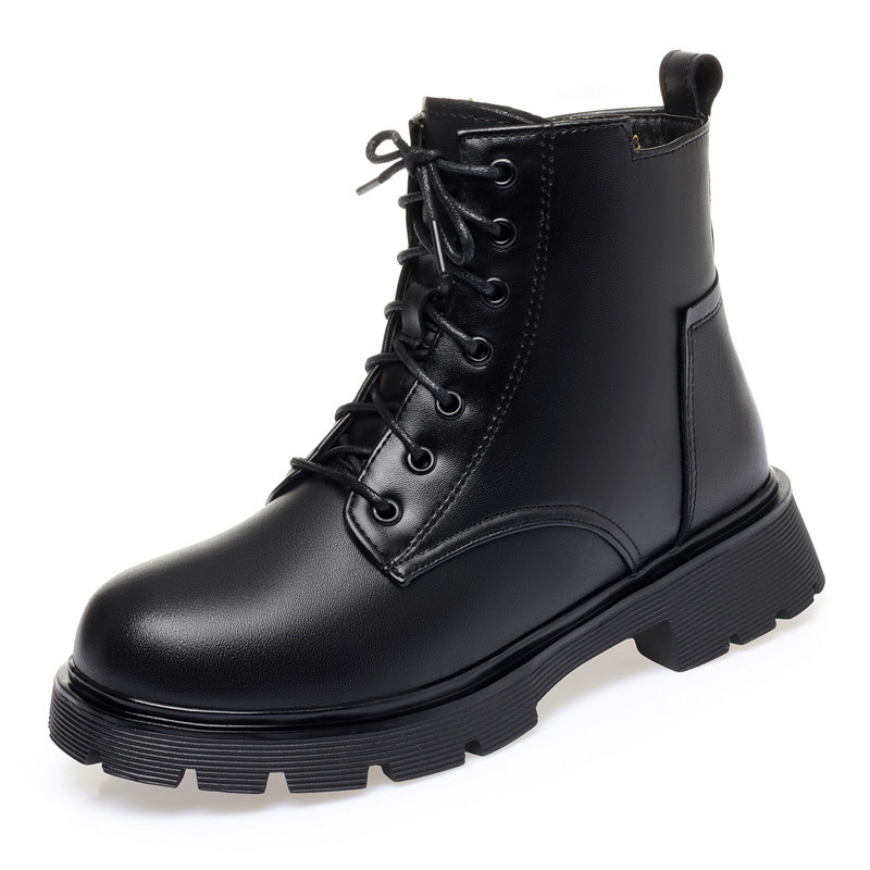 Women Winter Boots Genuine Leather 2024 New Fashion Wool Warm Women Ankle Boots Large Size British Style Women Motorcycle Boots
