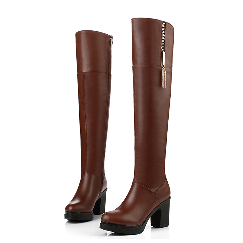 AIYUQI Over The Knee Boots Women 2024 New Genuine Leather Women Platform Boots Fur Fashion Women Motorcycle Boots