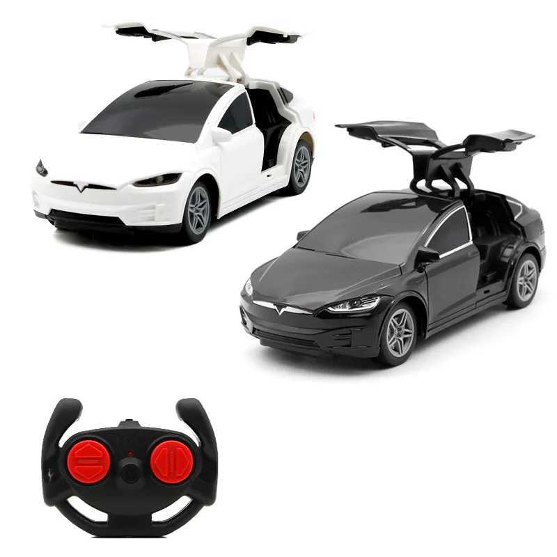 Tesla RC four way remote control car manual double door 1 24 model childrens toy car with light holiday gift W240829