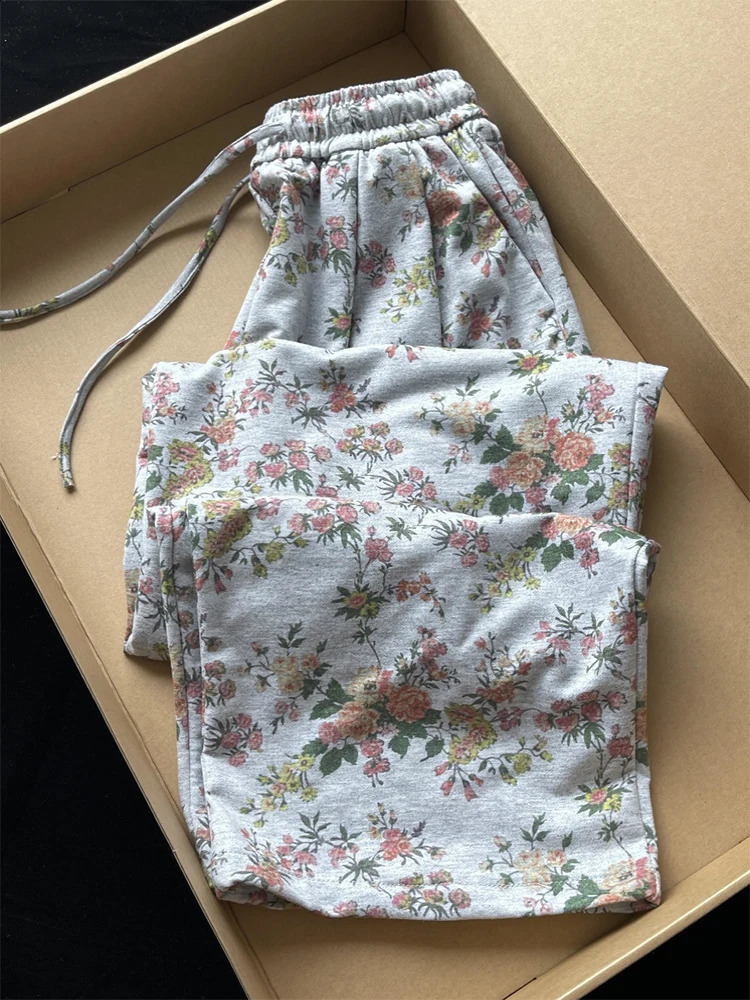 Womens printed bag Y2k street pants 90s fashion jogging sports retro Harajuku high waisted mens clothing 240827