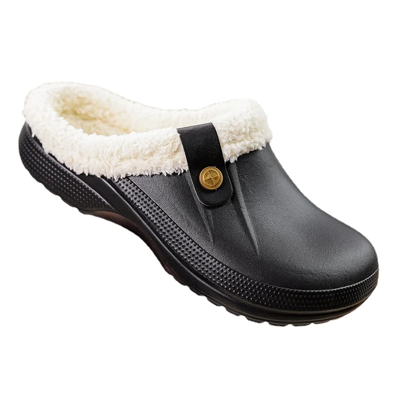 Waterproof Mule Clogs Men Slippers Designer Shoes Winter Warm Unisex Fur Slippers House Room Slippers Trend Indoor Floor Shoes Slides For Women